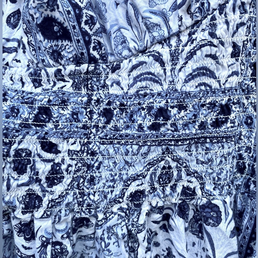 Old Navy waist defined Midi Blue and White Paisley Dress. 3x with pockets - Picture 6 of 8